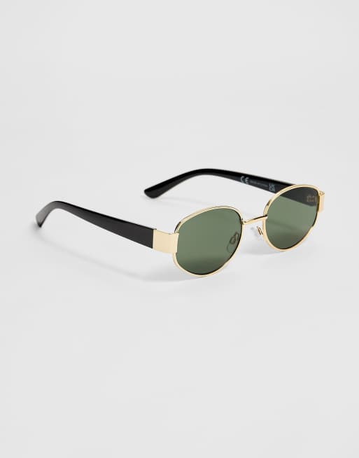 Stradivarius sunglasses with metal temples in black, 3 of 3