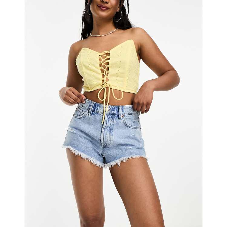 PacSun Light Blue Ripped Vintage High Waisted Denim Shorts