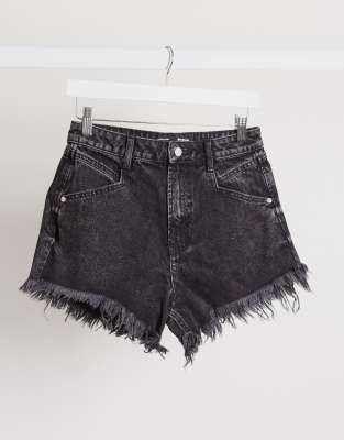 black denim short shorts