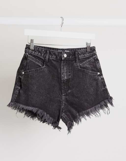 Stradivarius super high waist denim short in black