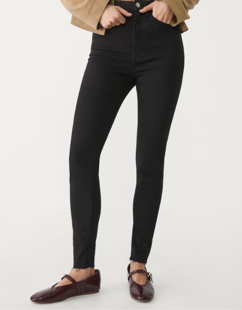Stradivarius super high waist jeans in black