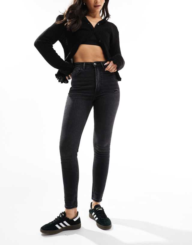 Stradivarius super high waist skinny jean in black