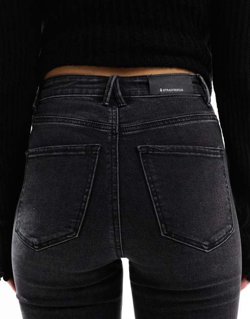 Super High Waist Denim Skinnies - Black