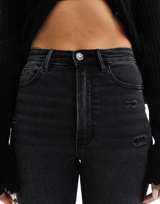 Black high waisted super skinny jeans best sale