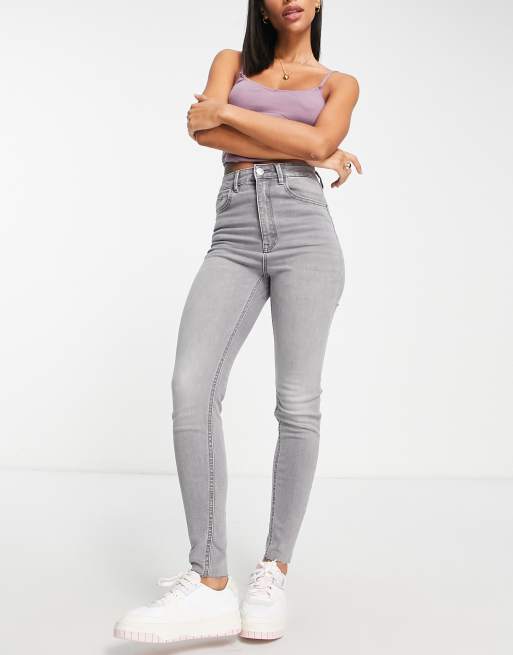 Stradivarius super high waist skinny jean in gray