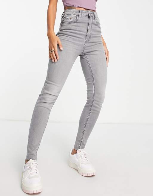 Stradivarius super high waist skinny jean in grey