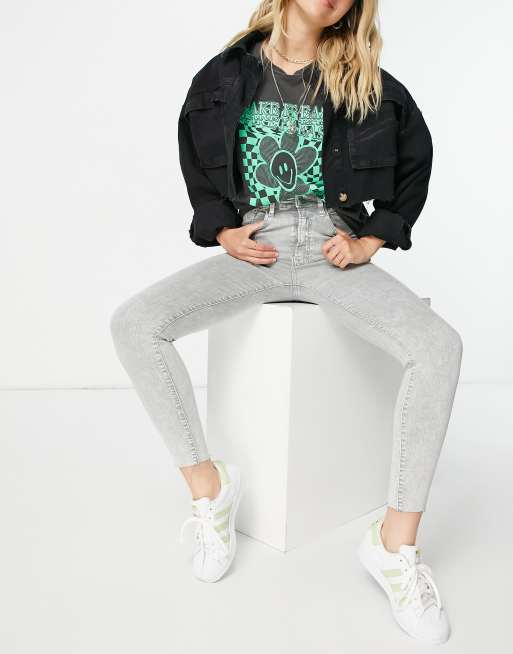 Stradivarius super high-waist skinny jean in grey