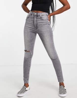 Stradivarius super high waist skinny jean in grey