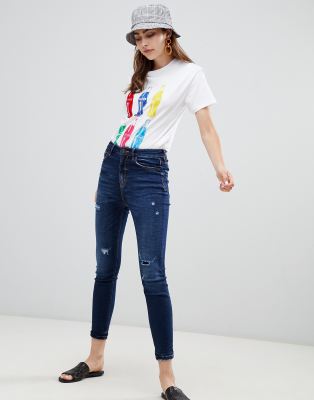 stradivarius super high waist skinny jeans