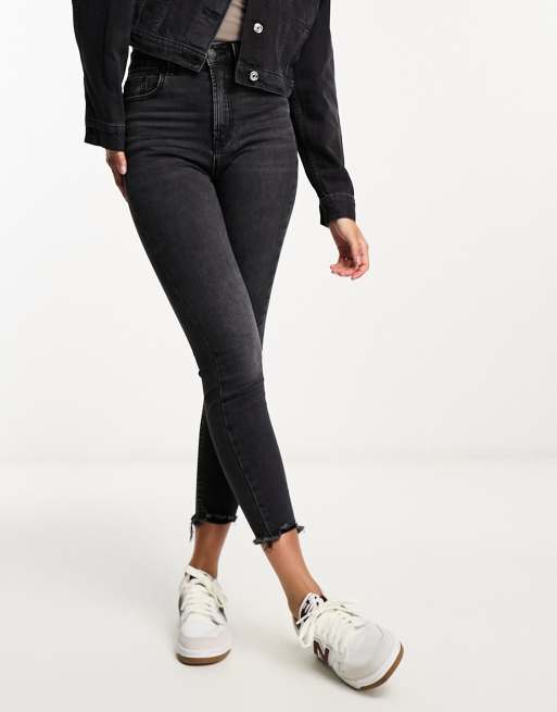 Stradivarius super high waist skinny jeans in black ASOS