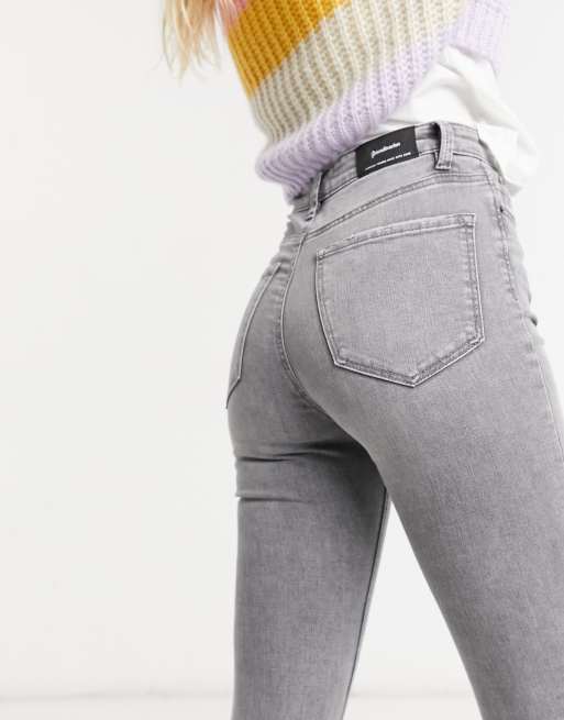 Stradivarius super high waist skinny jeans in gray