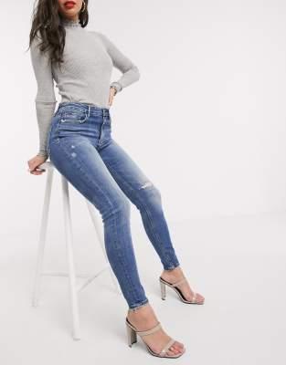 branded high waist jeans