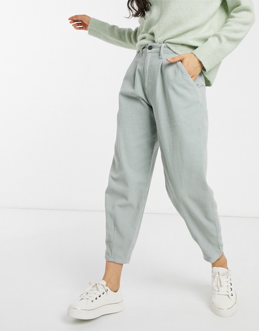 Stradivarius super slouchy corduroy trousers in green