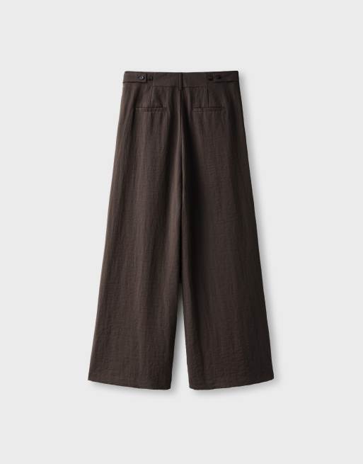 Stradivarius Super wide-leg adjustable trousers in brown, 7 of 7
