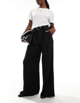 Stradivarius Super Wide Leg Pants In Black