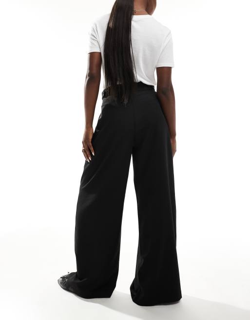 Stradivarius super wide leg pants in black, 3 of 5