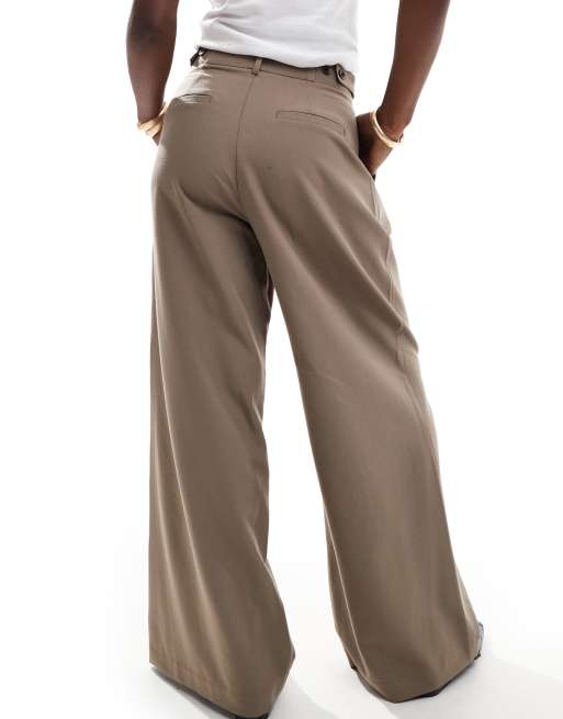 Stradivarius super wide leg pleat front pants in beige