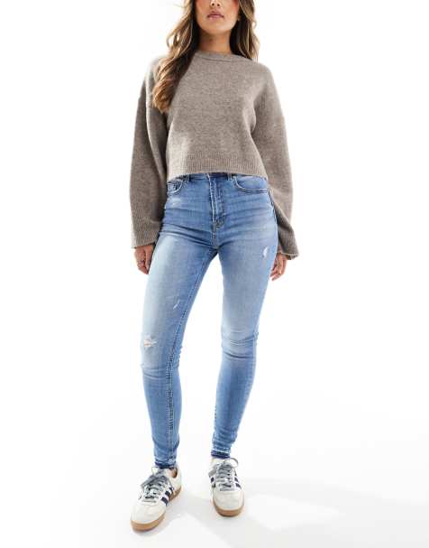 Stradivarius – Supereng geschnittene Skinny-Jeans in Blau - view 1