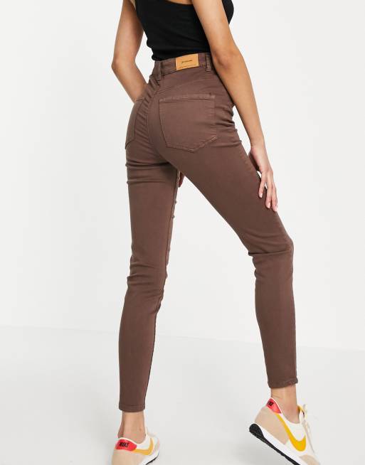 Stradivarius - Superhøjtaljede skinny-jeans i brun