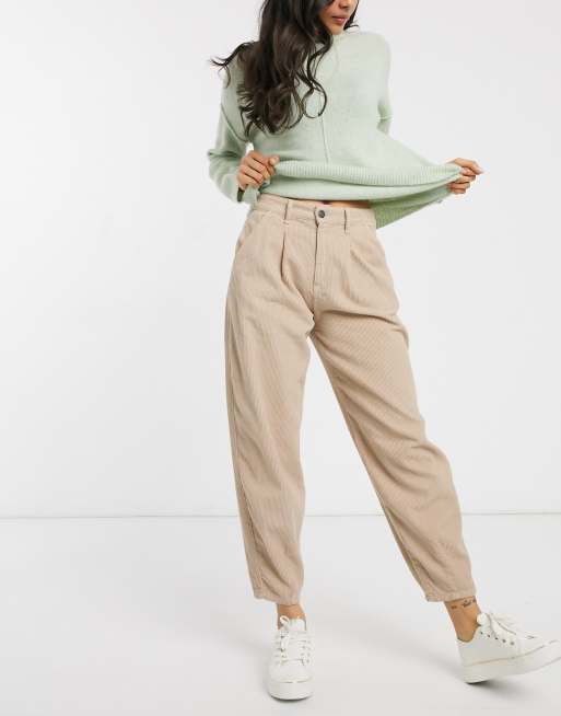 Stradivarius - Superruimvallende corduroy broek in beige
