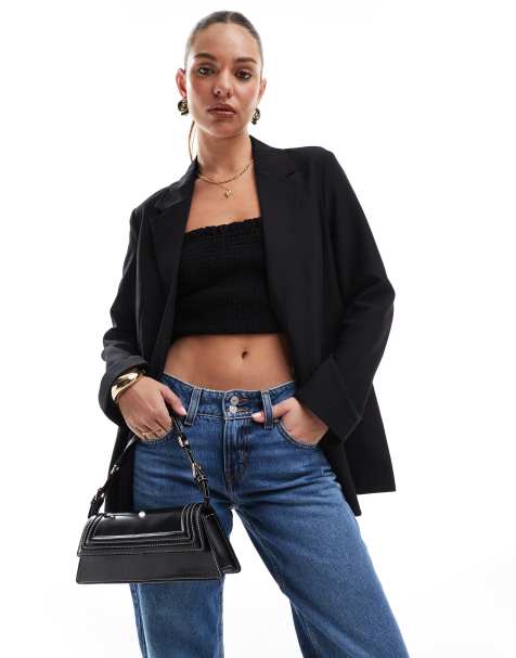Stradivarius – Svart, enkelknäppt kavaj i oversize - view 1