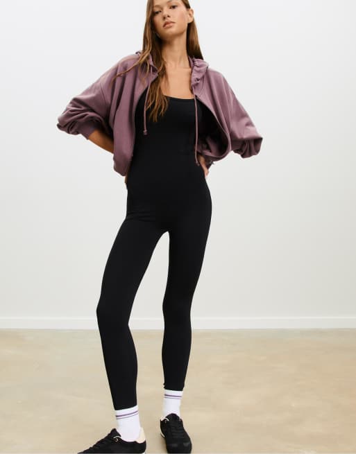 Stradivarius – Svart jumpsuit i seamless-design, 4 av 4