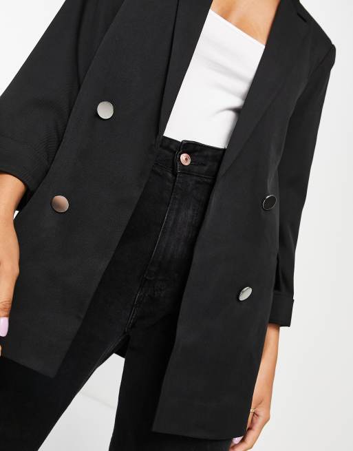 Stradivarius – Svart kavaj i oversize-modell, 3 av 4