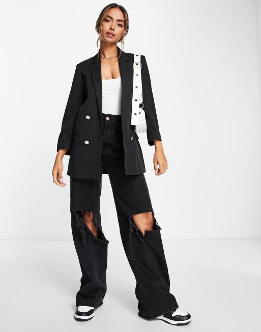 Stradivarius – Svart kavaj i oversize-modell, 4 av 4