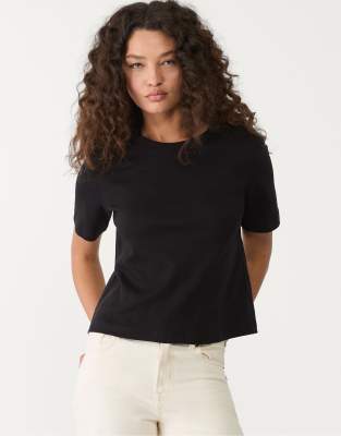 Stradivarius – Svart, kraftig t-shirt med regular fit - view 1