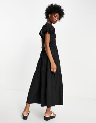 stradivarius milkmaid poplin dress