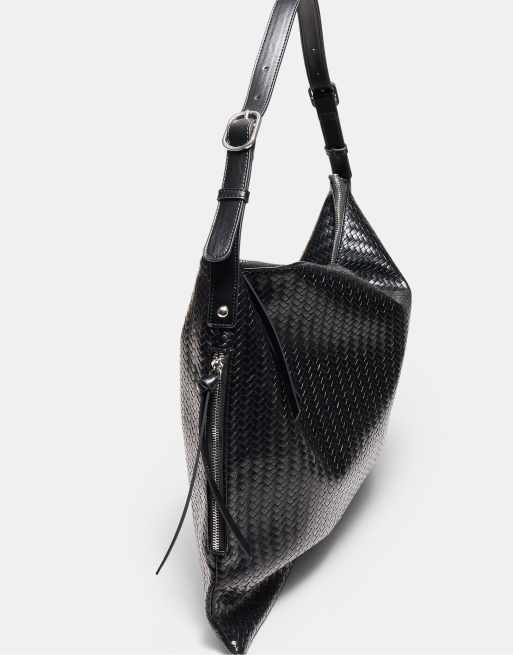Stradivarius – Svart, mjuk axelväska med dragkedjor, 2 av 3