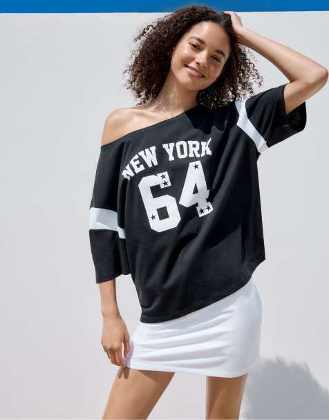 Stradivarius – Svart t-shirt med korta ärmar och "New York 64"-tryck - view 1