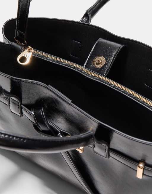 Stradivarius – Svart toteväska med skärp, 3 av 3