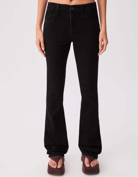 Stradivarius – Svarta bootcut-jeans med tvättad effekt - view 1