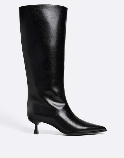 Stradivarius – Svarta boots med taxklack - view 1
