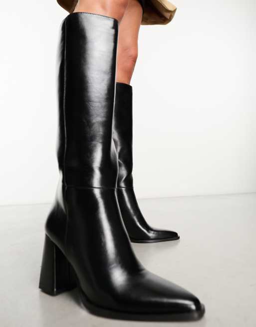 Stradivarius – Svarta knähöga boots med klack , 2 av 4