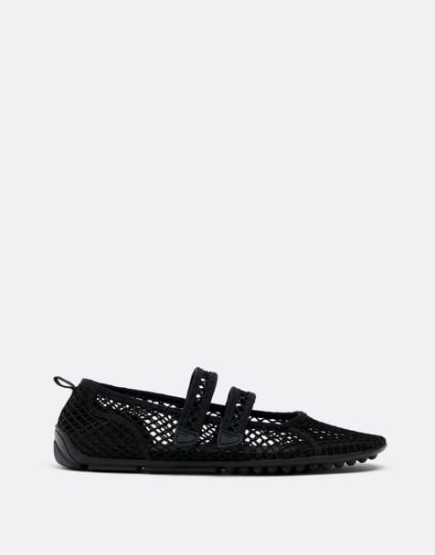Stradivarius – Svarta, stansade, sportiga ballerinaskor - view 1