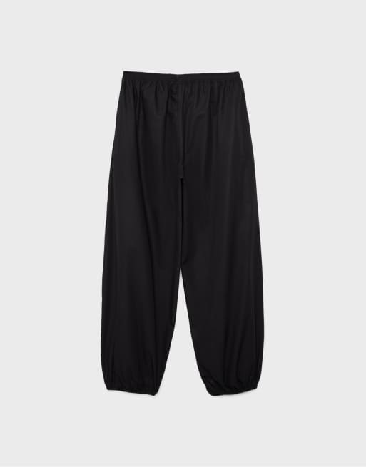Stradivarius – Svarta, vida byxor i poplin, 7 av 7