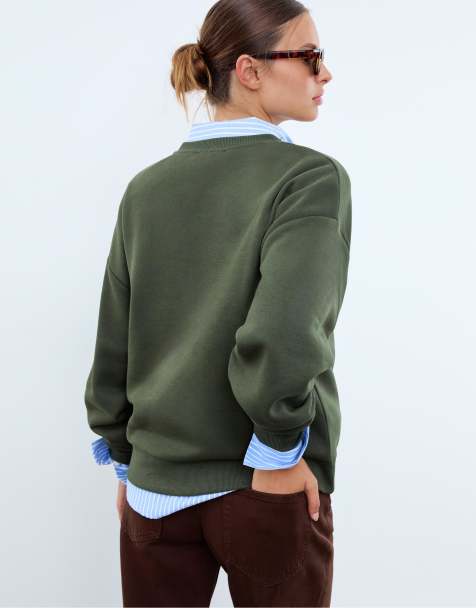 Stradivarius - Sweat à broderie chien - Vert - view 1