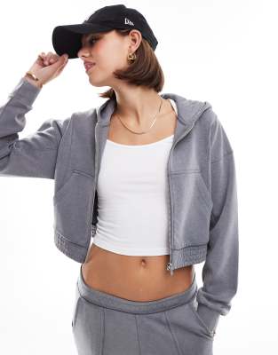 Stradivarius - Sweat à capuche d'ensemble en tissu doux - Gris foncé