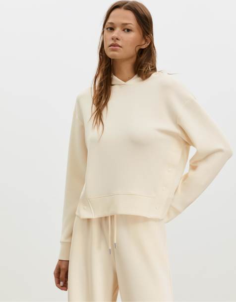 Stradivarius - Sweat à capuche doux à boutons - Vanille - view 1