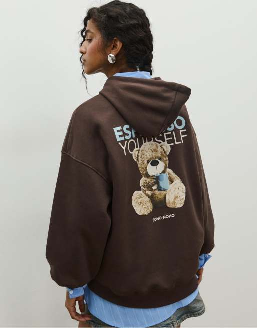 Stradivarius - Sweat à capuche imprimé - Marron, 2 de 4