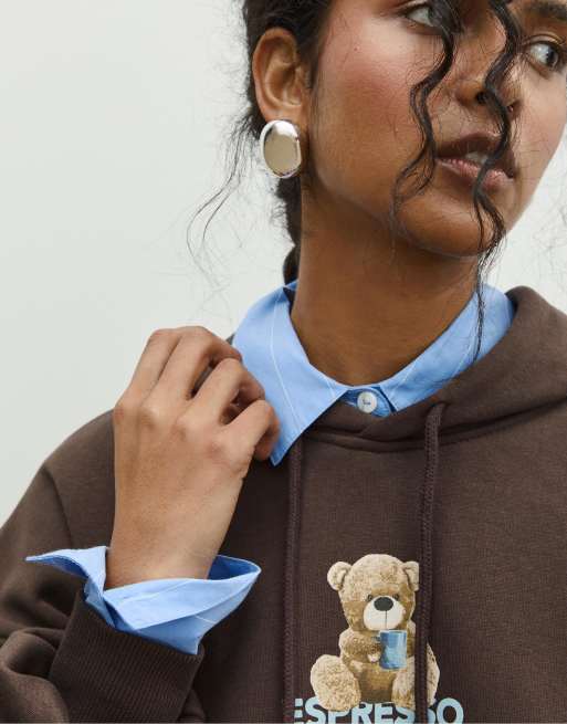 Stradivarius - Sweat à capuche imprimé - Marron, 3 de 4