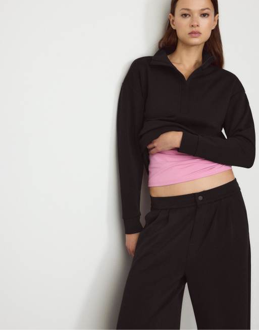 Stradivarius - Sweat doux à fermeture éclair - Noir, 2 de 7