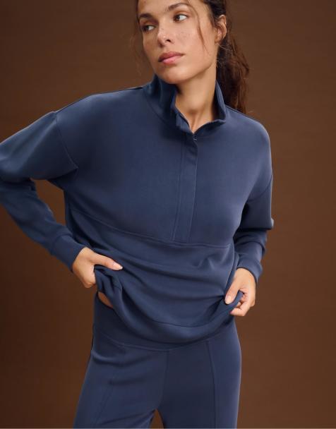 Stradivarius - Sweat doux au toucher avec fermeture éclair - Bleu foncé - view 1