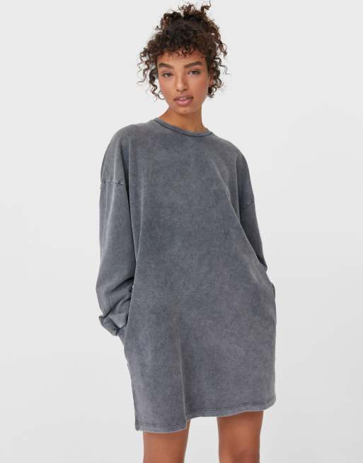 Stradivarius sweat dress in grey