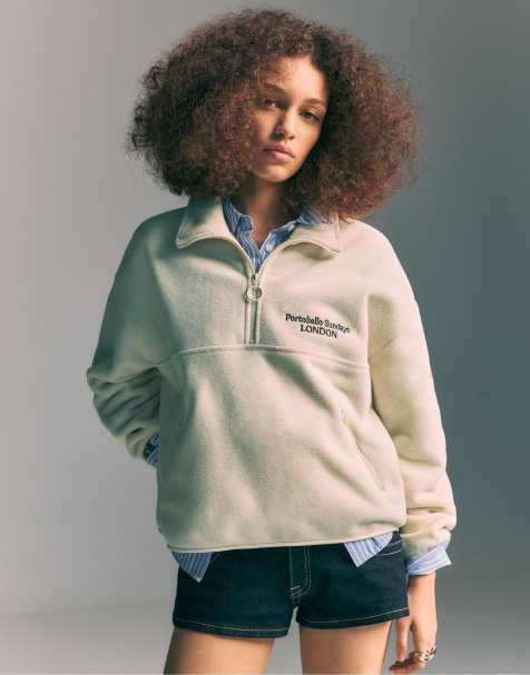 Stradivarius - Sweat en polaire à broderies - Taupe - view 1