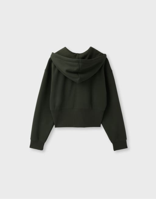 Stradivarius sweat-shirt à capuche zippé vert, 7 de 7