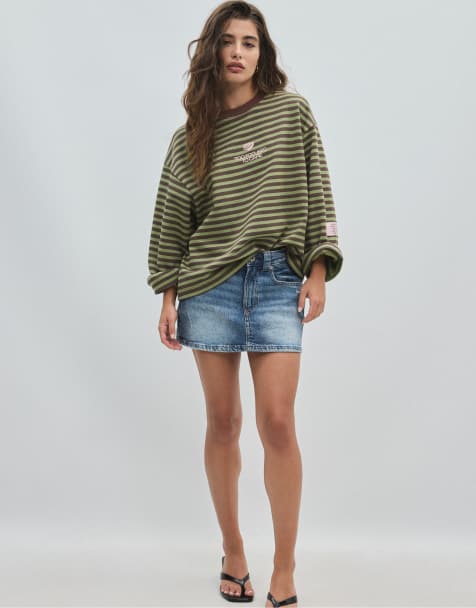 Stradivarius sweat-shirt à rayures kaki - view 1
