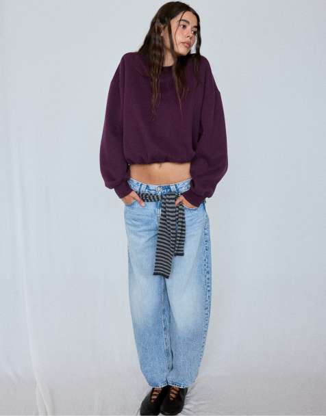 Stradivarius sweat-shirt basique violet foncé - view 1